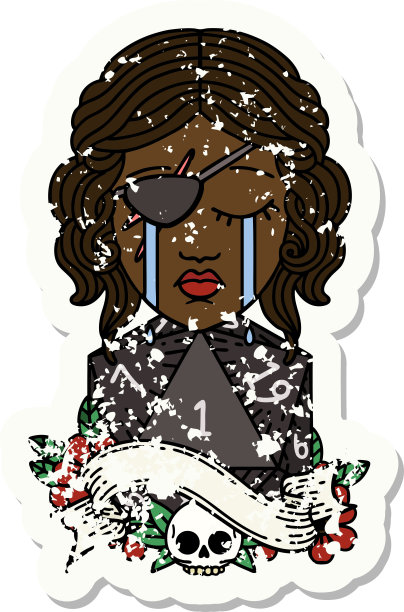 哭泣的人类流氓，有一个天然的D20卷插图图片下载