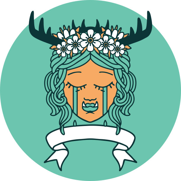 哭泣的兽人德鲁伊角色的脸图标图片下载