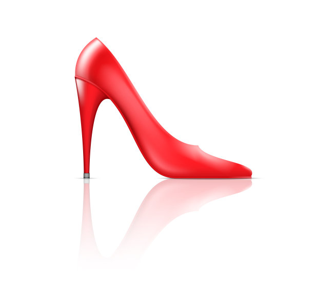 现实的女人高跟鞋。经典女鞋皮靴孤立模板图标设计图片下载