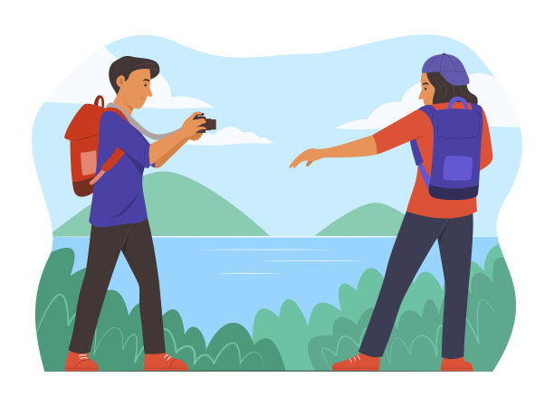 青少年旅行者喜欢与自然拍照。图片下载