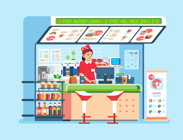 卖食品和饮料的现代快餐店图片下载