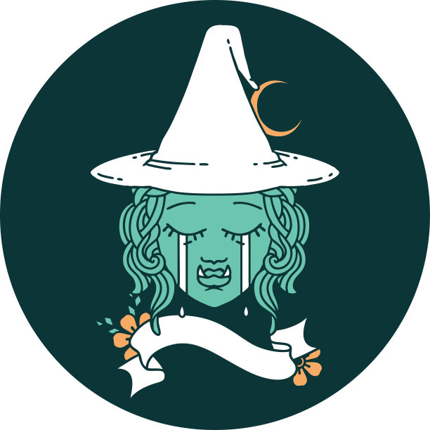 哭泣的半兽人女巫角色的脸图标图片下载