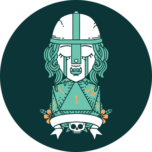 哭泣的兽人战士角色有一个D20滚动图标图片下载