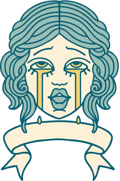 横幅上纹着一张非常开心哭泣的女性脸图片下载