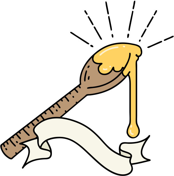 横幅上有纹身风格的一勺蜂蜜图片下载