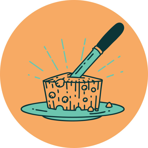 纹身风格的奶酪盘图标图片下载