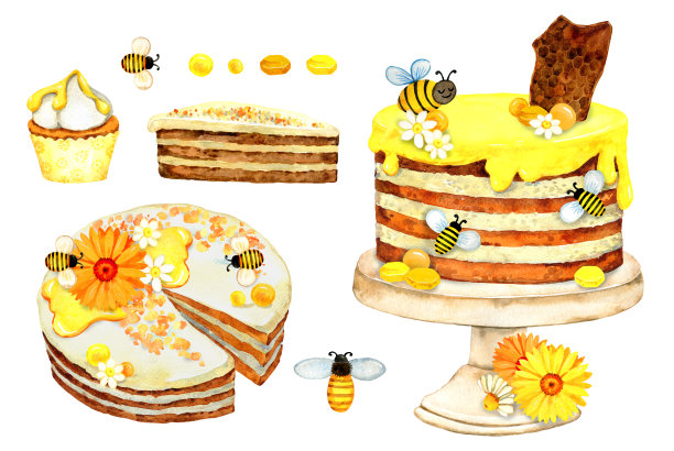 水彩蜂蜜插图图片下载