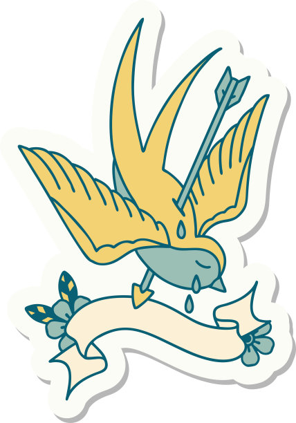 纹身贴纸上有一只燕子哭泣的横幅图片下载