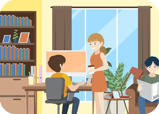 人们在家用电脑工作图片下载