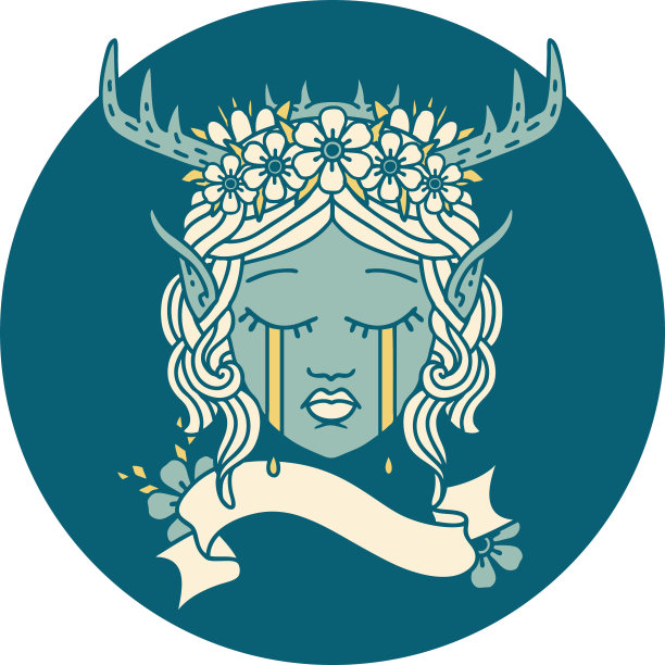 悲伤的精灵德鲁伊角色脸插图图片下载