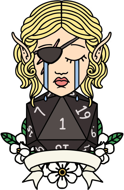 哭泣的精灵流氓角色与自然的一个D20卷插图图片下载