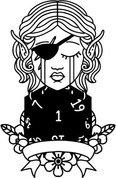 哭泣的精灵流氓角色与自然的一个D20卷插图图片下载