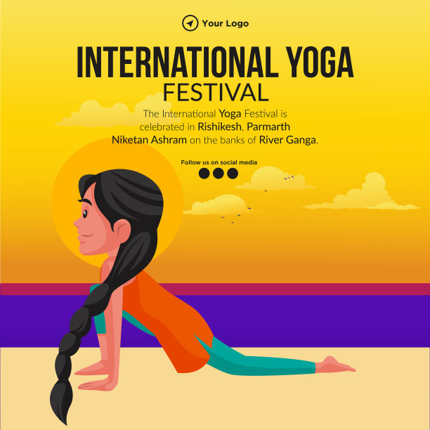 国际瑜伽日节旗帜设计图片下载