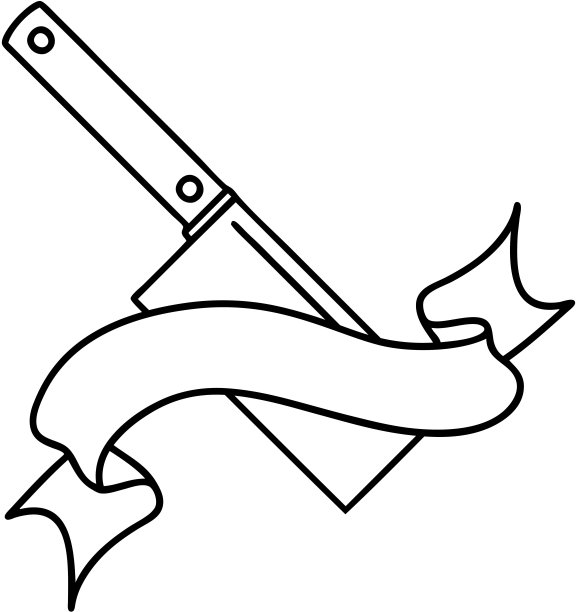 黑色线条纹身与旗帜的切肉刀图片下载