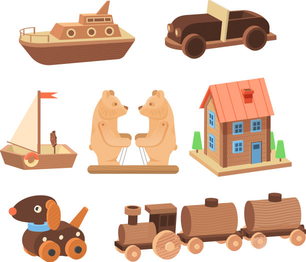 古董木制玩具为孩子们设置玩具制成图片下载