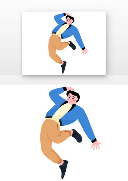 卡通矢量扁平风跳街舞的男孩图片下载