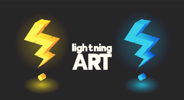 3d闪电图标图形设置在2种颜色图片下载