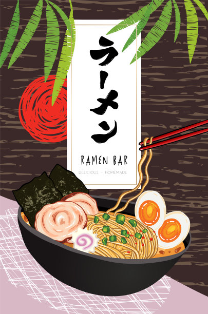 美味的传统手绘拉面碗图片下载