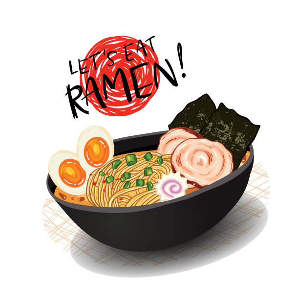 美味的传统手绘拉面碗图片下载