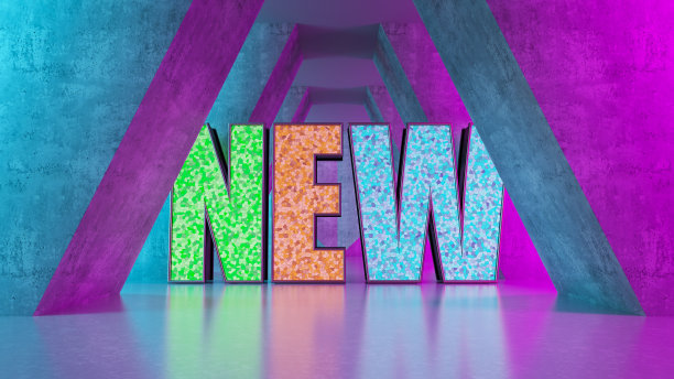 彩色抽象走廊的霓虹灯新标志图片下载