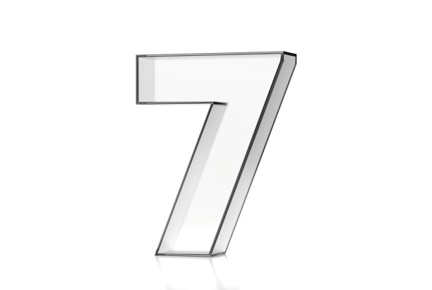 7号玻璃隔离在白色图片下载