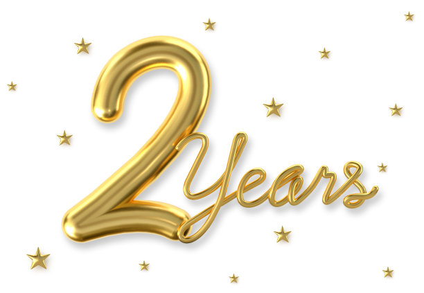 3d黄金2周年庆典与明星背景。3 d演示。图片下载