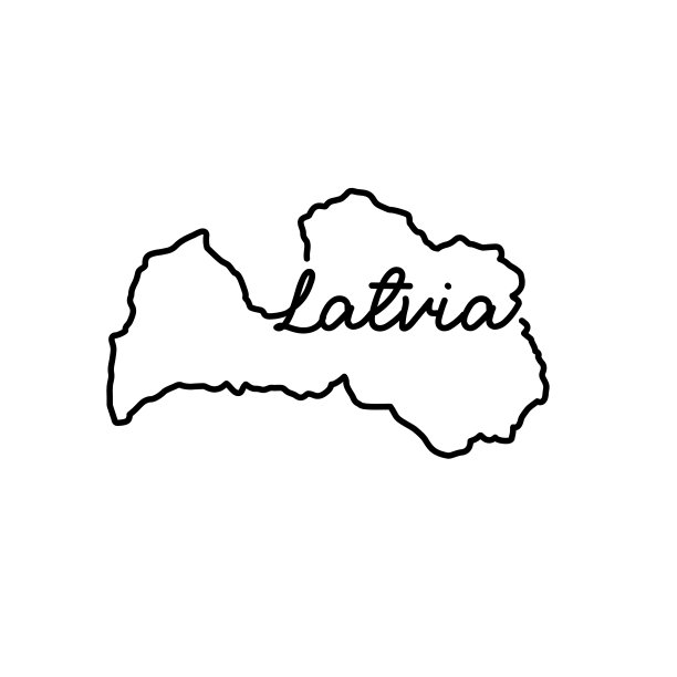 拉脱维亚用手写的国家轮廓图图片下载