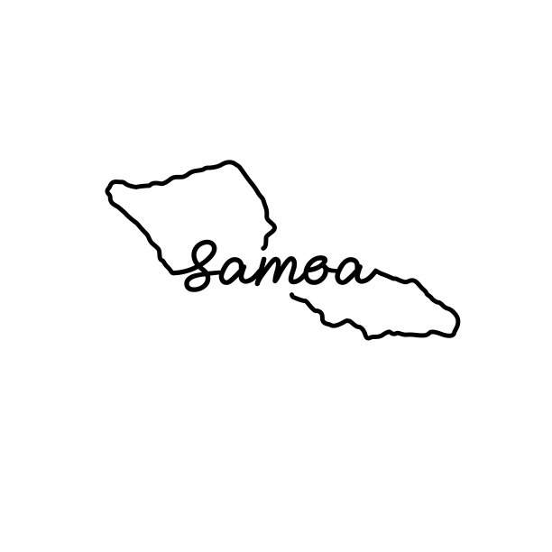 萨摩亚的大纲地图上有手写的国家图片下载