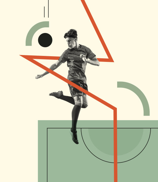 当代艺术拼贴。具有创意设计的年轻人，足球运动员在运动，训练。保持运动的生活方式图片下载