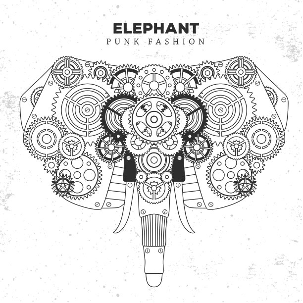 大象脸廓形齿轮朋克风格图片下载