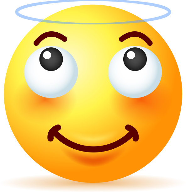 神圣的黄色表情，头上有光环图片下载