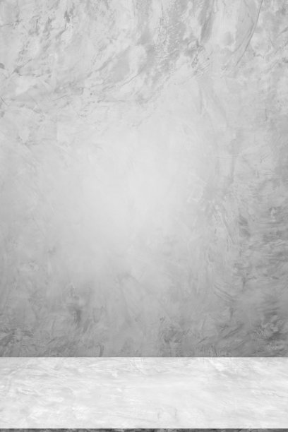背景空灰色光明亮光滑的水泥墙房间背景。空白桌子工作室室内地板混凝土摄影。桌面模拟车间产品。模糊白色食物室内厨房酒吧的地方。图片下载