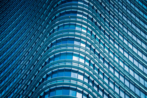 抽象的建筑，蓝色色调的形象图片下载