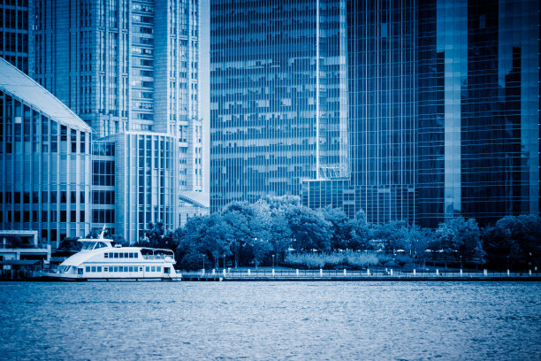 外滩的壮观景色，上海，中国。图片下载