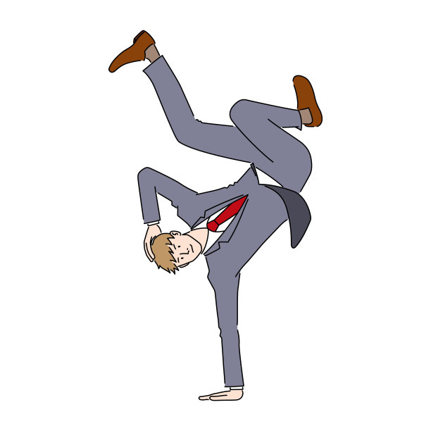 一个商人正在跳霹雳舞的插图(白色背景，矢量，剪切)图片下载