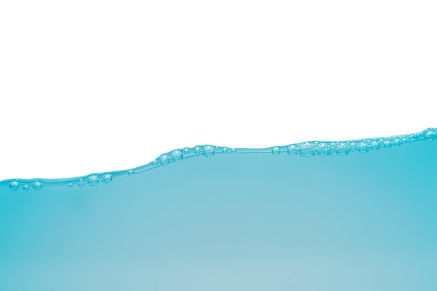 碧蓝水面，气泡与波纹隔离。图片下载