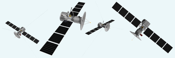 卫星宇宙飞船互联网通信电话网络集包括3d插图孤立在一个白色背景与剪切路径图片下载