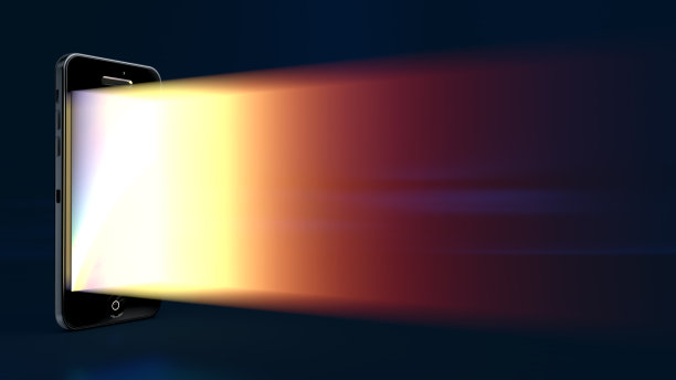 非常明亮和强烈的辉光从智能手机显示- 3d插图图片下载