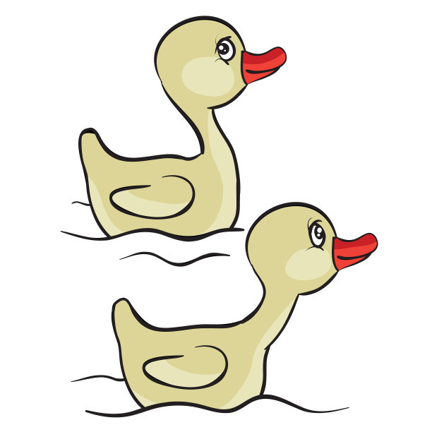 卡通两只小毛毛虫在池塘里游泳图片下载