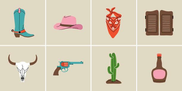 狂野西部元素在现代风格的平线图片下载