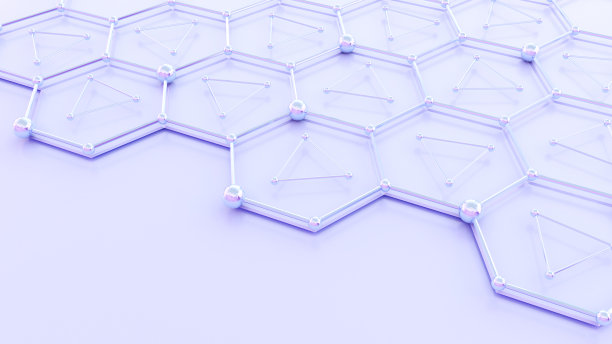 用于化妆品的淡蓝色分子，纳米技术和研究都是医学背景的一部分，近距离观察，3d渲染图片下载