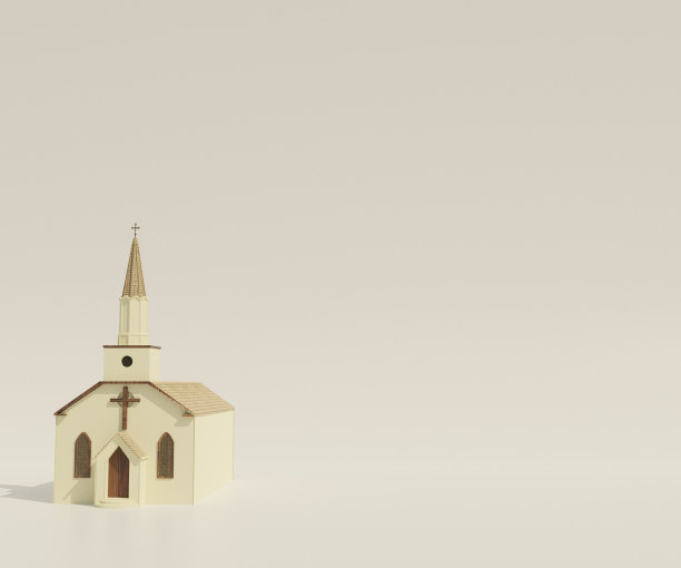 孤立的白色小教堂或教堂背景。图片下载