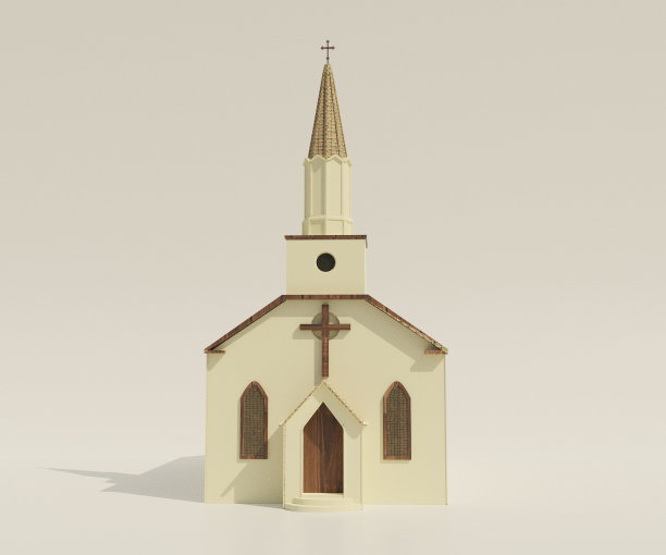 孤立的白色小教堂或教堂背景。图片下载