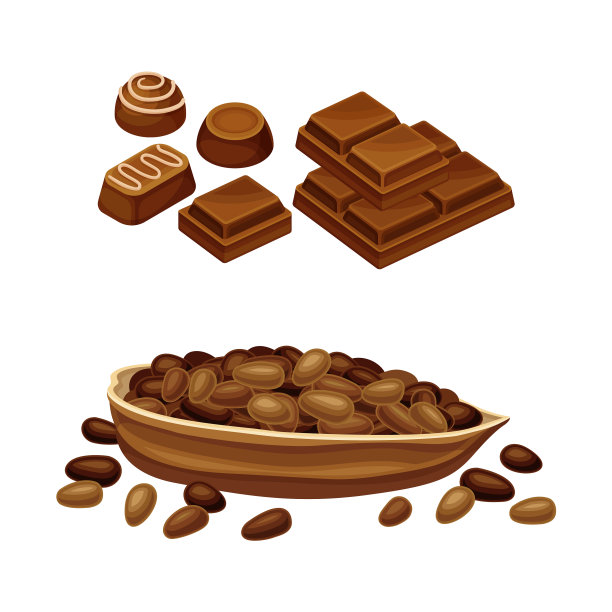 可可产品集可可豆巧克力糖果图片下载