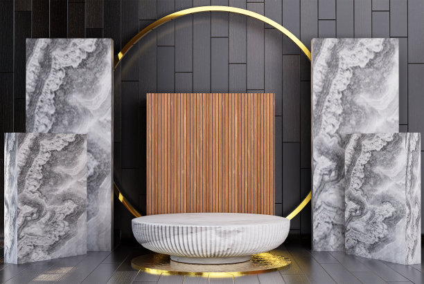 以抽象石头为背景的产品展示平台。图片下载