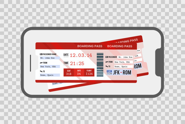 手机与航空公司的手机登机牌图片下载