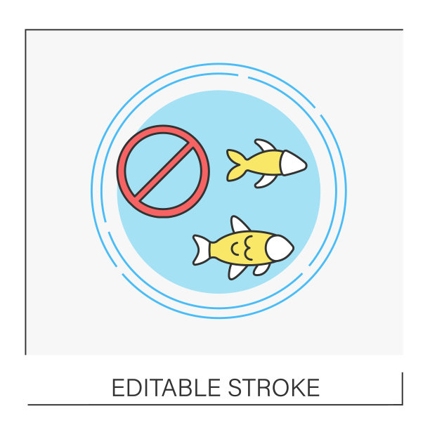 非法捕鱼概念线图标图片下载