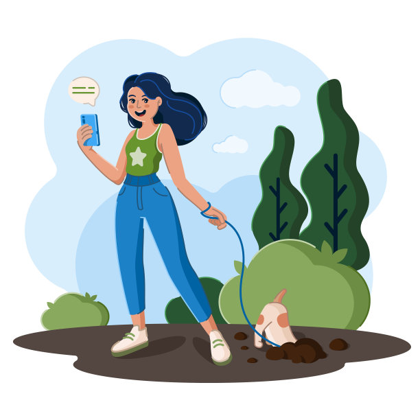 秋天遛狗的女人图片下载