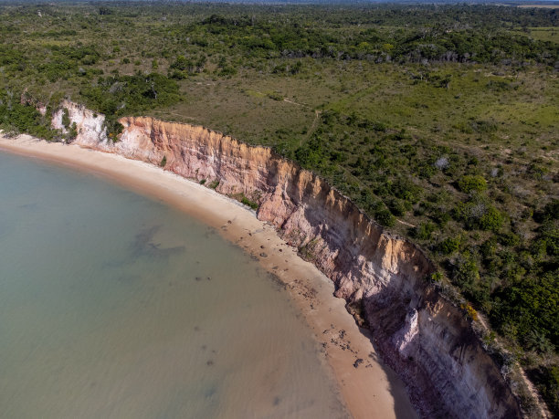 南美洲巴西巴伊亚的惊人悬崖。沙滩,大海,海洋。地理研究和课堂图片。图片下载