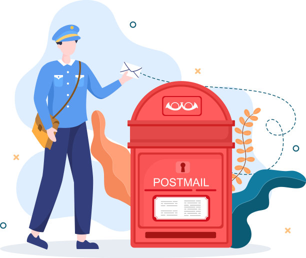 卡通邮差穿着制服扛着一个图片下载